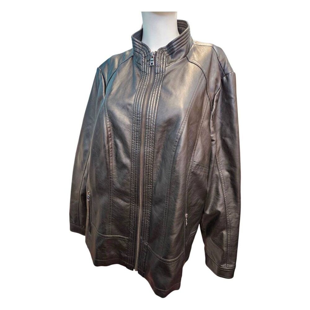 Giacca Women Black Leather Jacket Womens Size 1X - Picture 4 of 10
